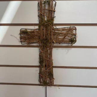 Pick cruz de metal com cipó