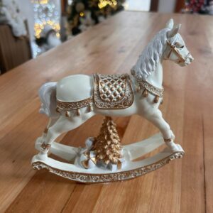 Cavalo de balanço de resina 18x18cm