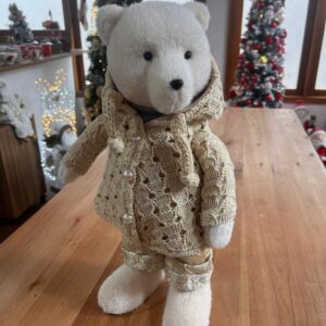Urso casaco bege tricot 45cm