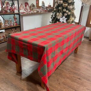 Toalha de mesa xadrez vermelho verde 180x220cm