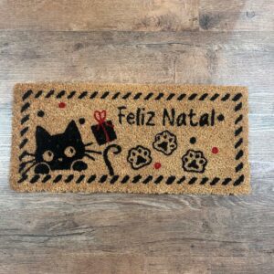 Capacho Feliz Natal Gato 55x25cm
