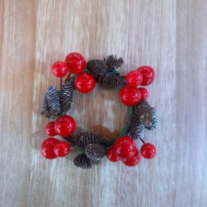 Porta vela ou guardanapo berry e pinha 7cm