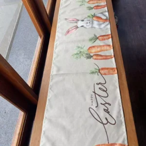 Trilho de mesa bege coelho e cenouras