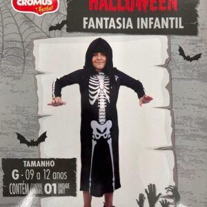 Fantasia esqueleto infantil tam. G