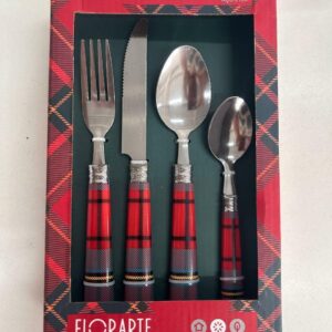 Faqueiro xadrez Natalino 16pçs