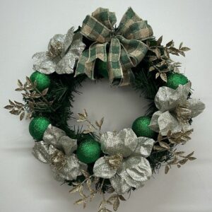 Guirlanda de Natal verde e prata 35cm