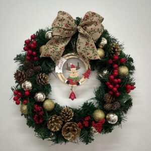 Guirlanda de Natal vermelha com pinhas 45cm