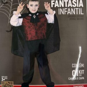 Kit Fantasia de vampiro com camisa e capa infantil
