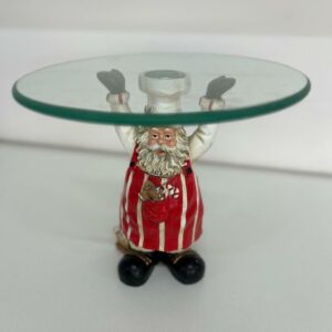 Prato de bolo Noel com tampo de vidro 25x11x10cm