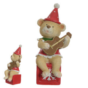 Urso músico violão em resina 20x9cm