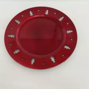 Sousplat vermelho com recortes Árvores de Natal Kit com 6 pçs