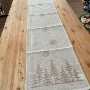 Caminho de mesa bordado cru 35x1,75m