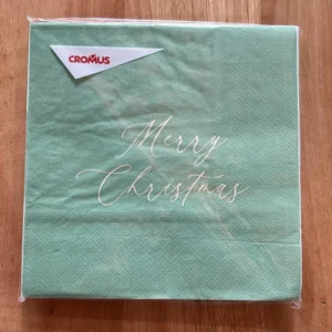 Guardanapo de papel verde Merry Christmas 32,5x32,5cm