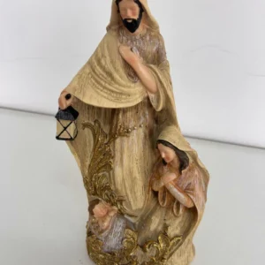 Sagrada familia dourada em resina 25cm