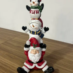 Noel, boneco neve e pinguim em resina 24cm