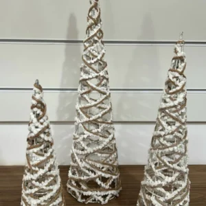 Cones decorativos cru e branco 3 pçs