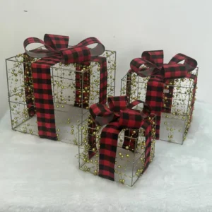 Caixa de presente decorativa bolinhas douradas fita verm/pto