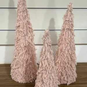 Cones decorativos rosa pompom 3 pçs