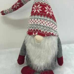Papai Noel escandinavo em pé gorro bco/verm 30cm