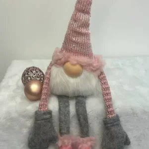 Papai Noel escandinavo cinza e rosa 30cm