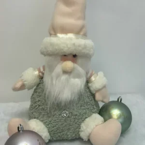 Papai Noel sentado verde e rosa 30cm