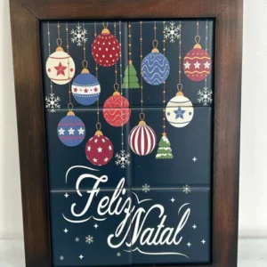 Quadro de azulejos Feliz Natal 30x20cm