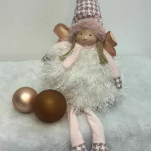 Boneca angel sentada rosa com led 25cm