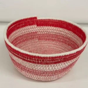 Cachepot cru e vermelho de corda 20cm
