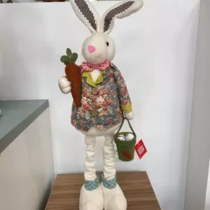 Coelho retrátil com casaco florido azul