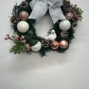 Guirlanda rosa e branca com passarinho 35cm