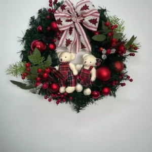 Guirlanda de Natal vermelha com ursinhos 45cm