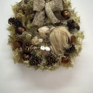 Guirlanda de Natal bege com esquilo 45cm