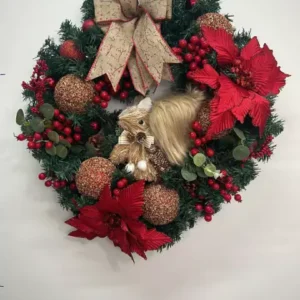 Guirlanda de Natal vermelha com esquilo 60cm