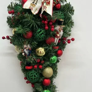 Pingente de Natal vermelho e verde com quebra nozes 60cm