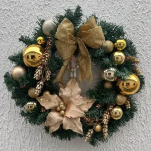 Guirlanda de Natal dourada com soldadinho chumbo 45cm