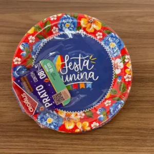 Prato descartável 18cm 8unid xadrez