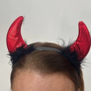 Tiara chifrinho vermelho e preto