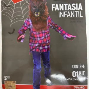 Kit fantasia Lobisomem com camisa e máscara