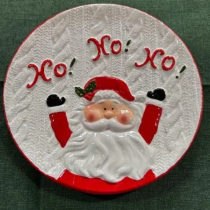 Prato decorativo branco Noel Ho Ho Ho 25cm