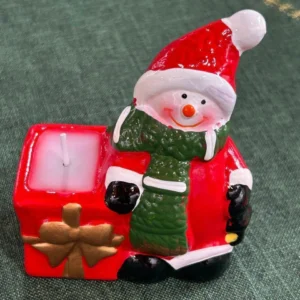 Porta vela decorativo Boneco de Neve 5x6x7,5cm