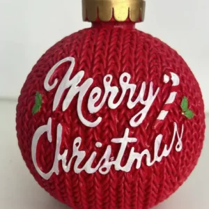 Bola de resina vermelha Merry Christmas decorativa 17,5x22,8cm
