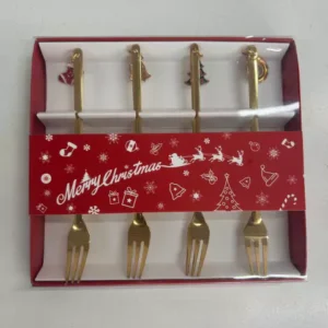 Conjunto de garfos para petisco dourado 4 pçs
