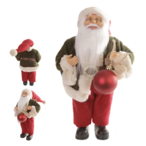 Papai Noel em pé vermelho e verde 30cm