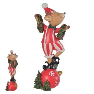 Rena vermelho e verde em resina 30cm