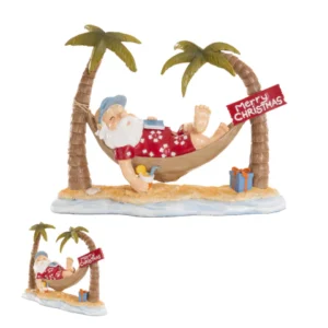 Papai Noel na rede em resina 28x35,5cm