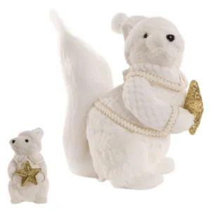 Esquilo de sisal branco em pé 32x32cm