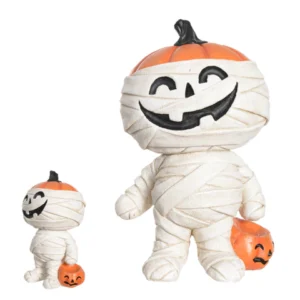 Múmia com abóbora em resina 21cm