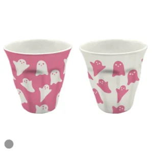 Copo melamina rosa e branco com 2 estampas