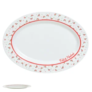 Travessa oval melamina berry verm verde 35,4x25,7cm