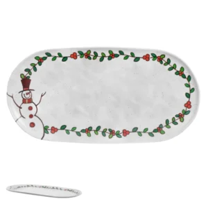Travessa oval melamina Boneco de Neve 47,7x24cm